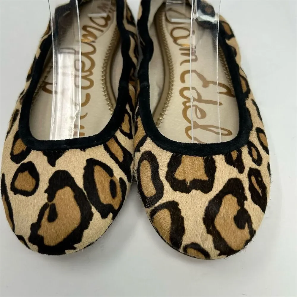Sam Edelman Women's Leopard Print Leather Ballet Flats Size 6.5 Chic Casual